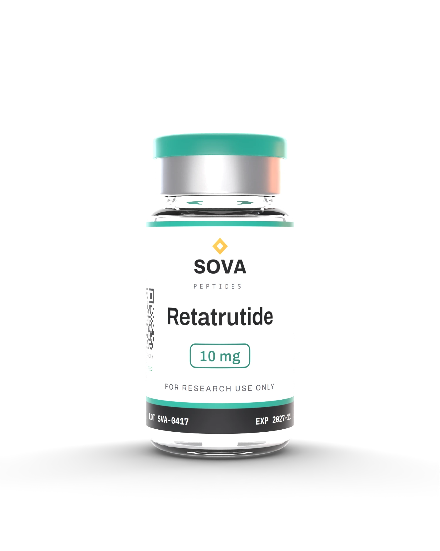 Sova Peptides retatrutide research vial — reference-grade, verified per batch